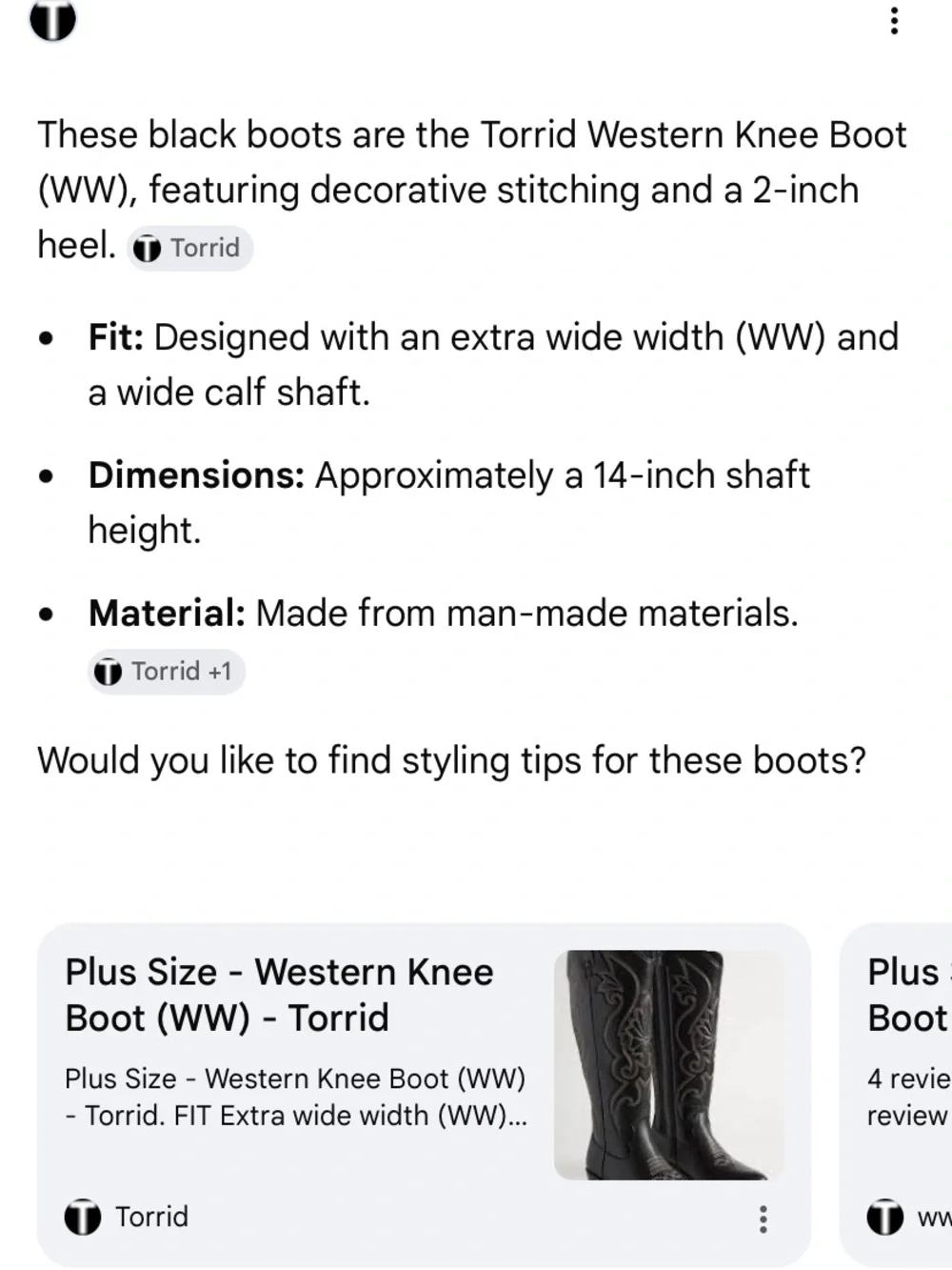 NEW ✨ Torrid Tall Western Knee Boot (Wide width and calf) size 8.5 Black